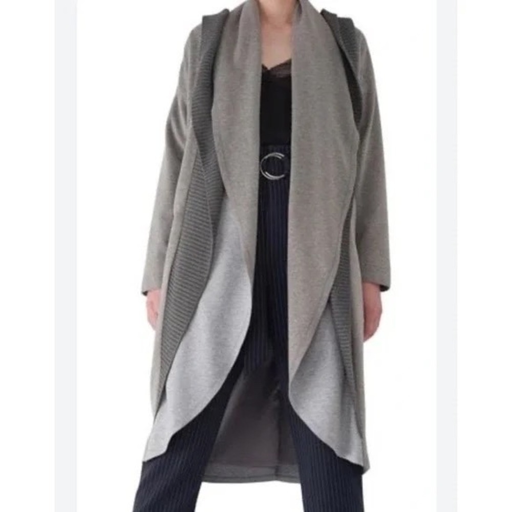SOSKEN Brandy Waterfall Woll Blend Coat in Gray Sz M - Picture 2 of 15